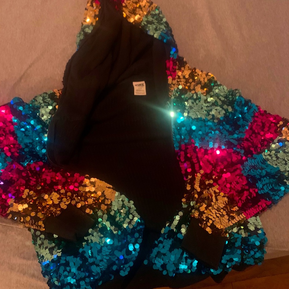 VSPINK limited edition rainbow bling zip up